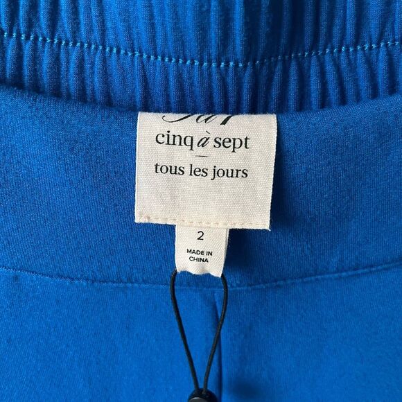 Cinq a sept Blue Knit Pleated Pull On Trouser Pants Sz 2 NWT - Picture 7 of 12